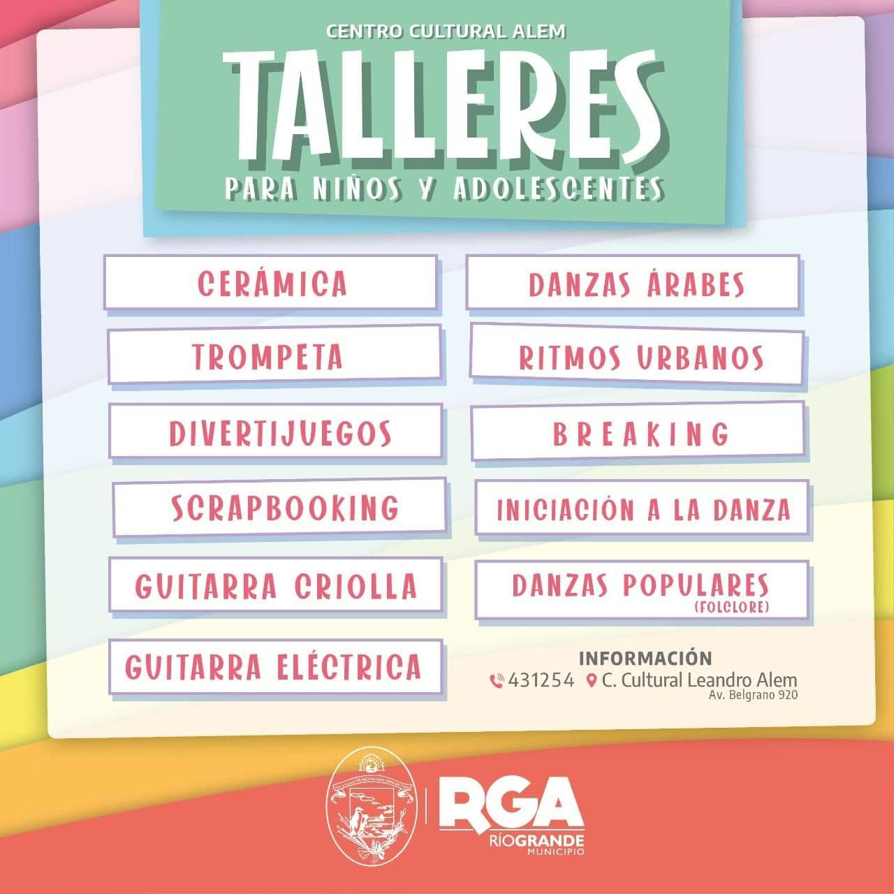 TALLERES CULTURALES EN EL CENTRO CULTURAL ALEM DE RÍO GRANDE – AGENDA ...